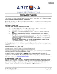 Form E-AFR.GFE Audited Financial Report Automatic Exemption Notification for Arizona Domestic Company Only - Arizona