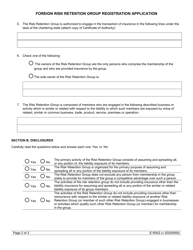 Form E-R002 Foreign Risk Retention Group Registration Application - Arizona, Page 2
