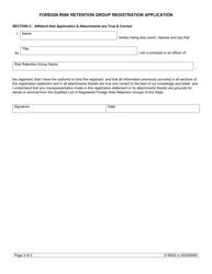 Form E-R002 Foreign Risk Retention Group Registration Application - Arizona, Page 3