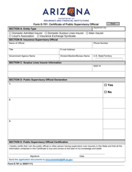 Form E-701 &quot;Certificate of Public Supervisory Official&quot; - Arizona