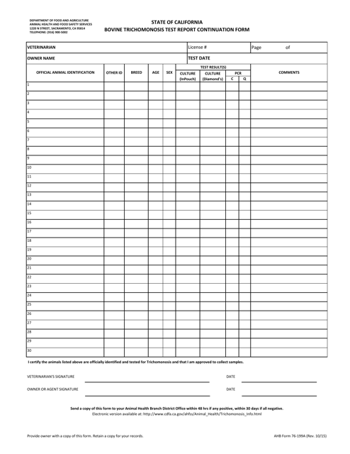 AHB Form 76-199A  Printable Pdf
