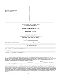 Document preview: First-Time Homebuyer Deed of Trust - Calhome Program - California