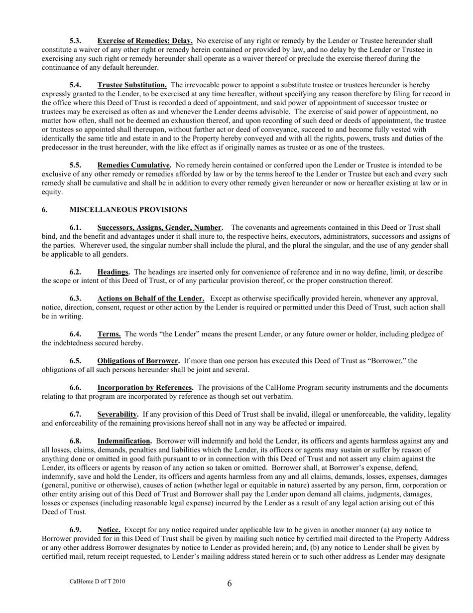 First-Time Homebuyer Deed of Trust - Calhome Program - California, Page 6