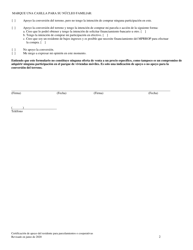Certificacion De Apoyo Del Residente a La Propiedad Comunitaria - California (Spanish), Page 2