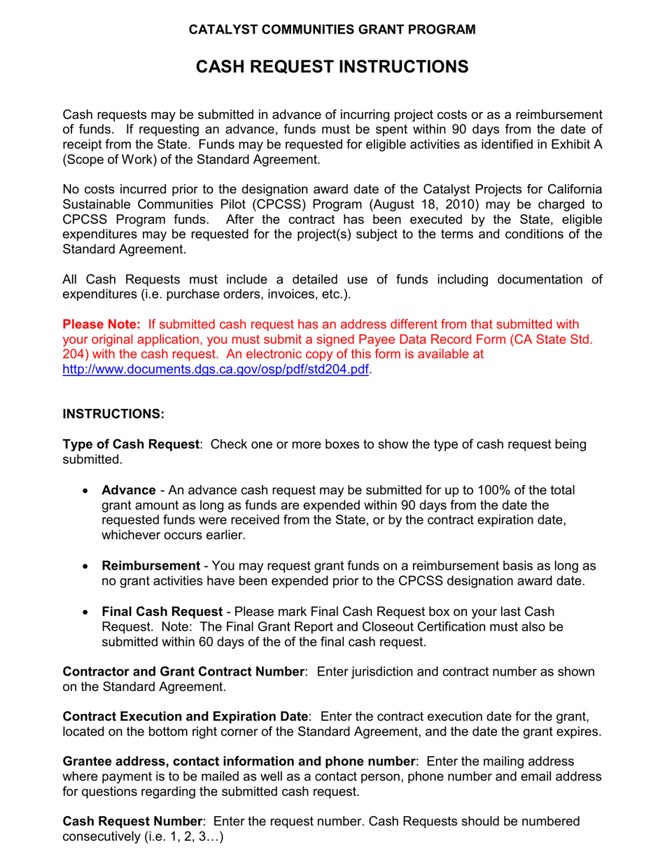 Request for Disbursement of Funds - Catalyst Communities Grant Program - California, Page 2