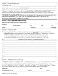 Form HCD MAC420 Request for Assistance - Manufactured Home Sales and Warranty - California, Page 2