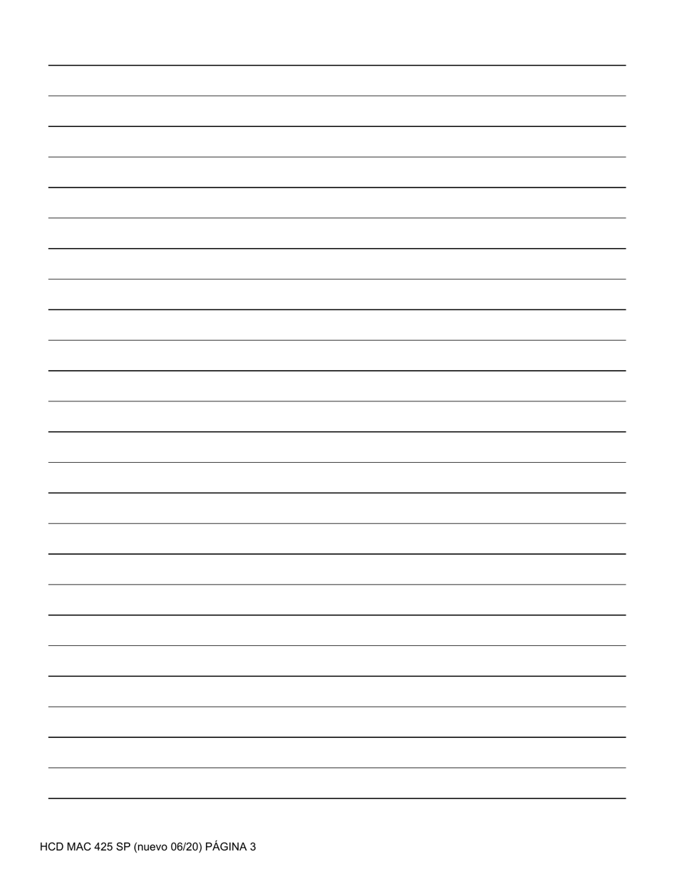 Formulario HCD MAC425 SP Solicitud De Ayuda / Queja - Programa De Proteccion De La Ley De Residencia De Casas Moviles - California (Spanish), Page 3