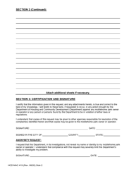 Form HCD MAC419 Request for Assistance - Mobilehome Parks - California, Page 2