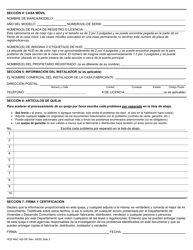 Formulario HCD MAC420 SP &quot;Solicitud Para Ayuda - Ventas Y Garantia De Casas Moviles&quot; - California (Spanish), Page 2