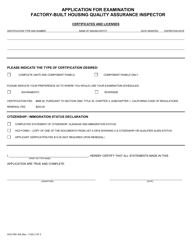 Form HCD FBH305 Application for Examination Factory-Built Housing Quality Assurance Inspector - California, Page 2