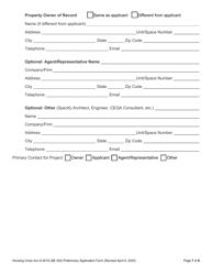 Form SB330 Preliminary Application Form - California, Page 7