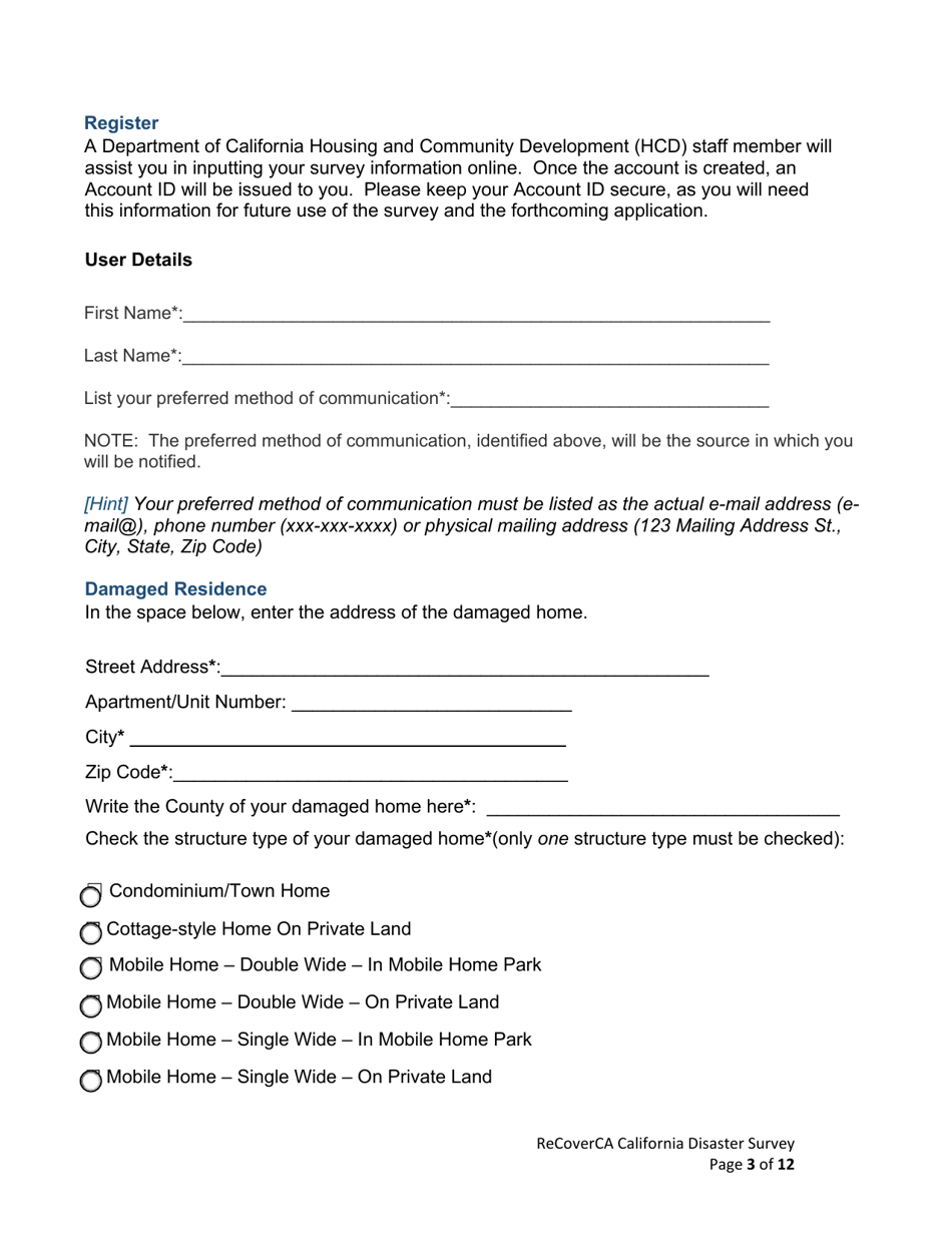 Recoverca California Disaster Survey - California, Page 3
