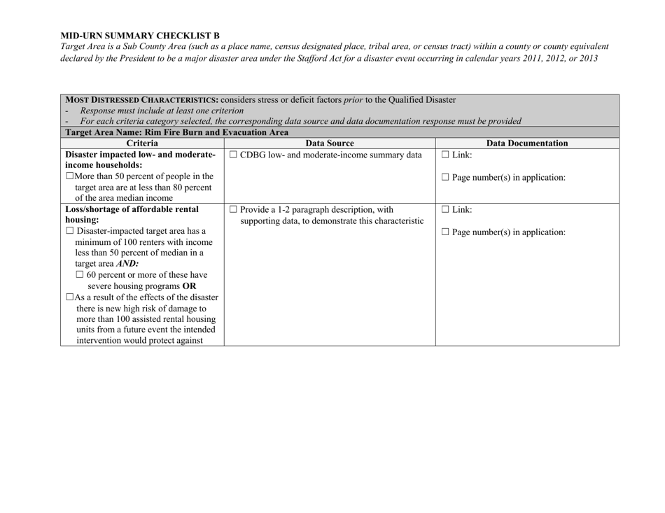 Mid-urn Summary Checklist B - California, Page 2