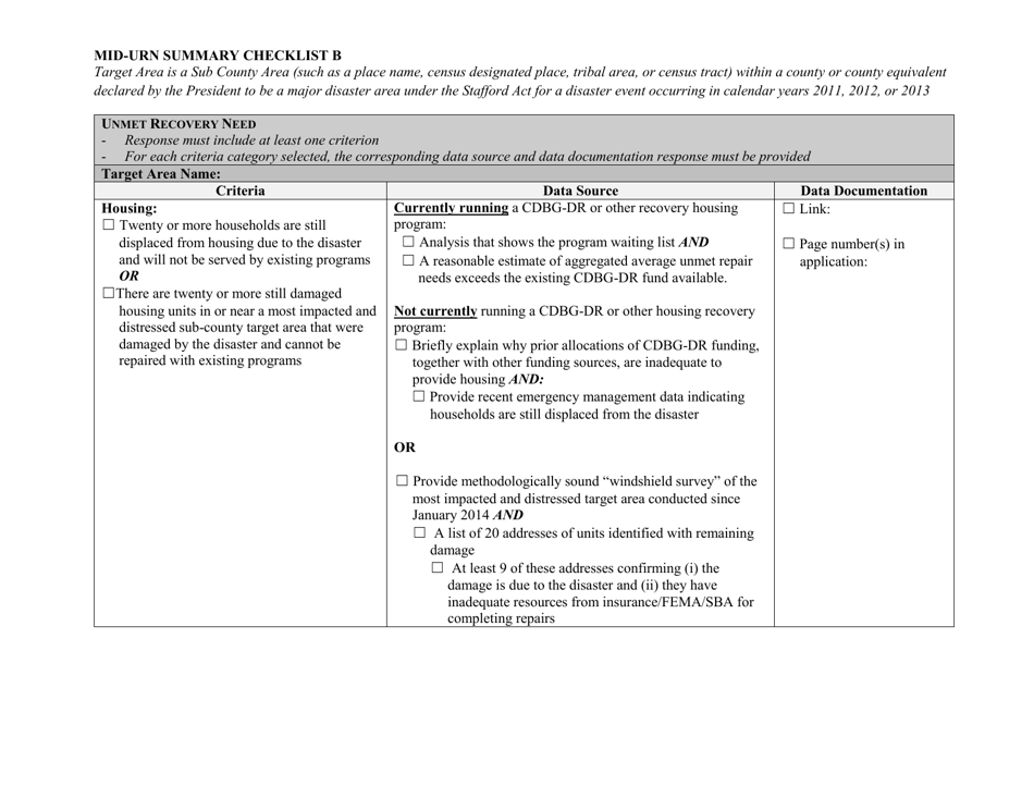 Mid-urn Summary Checklist B - California, Page 4