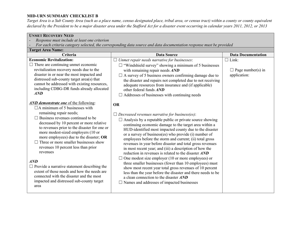 Mid-urn Summary Checklist B - California, Page 6