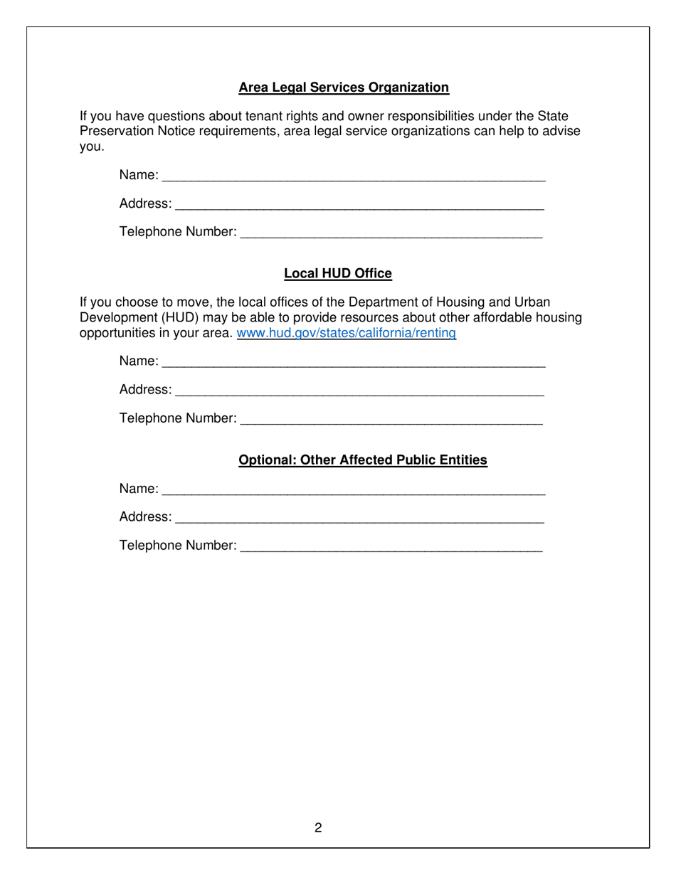 Tenant Resources Pursuant to Government Code Section 65863.10 - California, Page 2