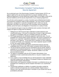 Document preview: Discrimination Complaint Tracking System Security Agreement - California