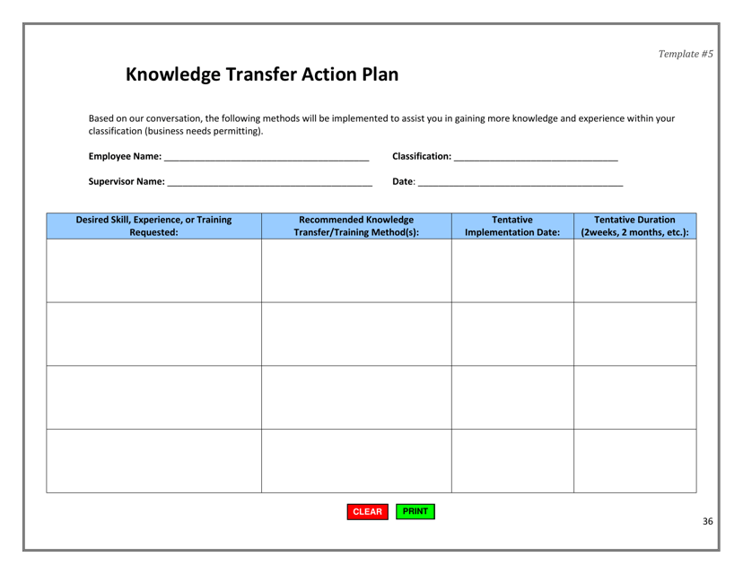 Knowledge Transfer Action Plan - California