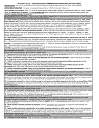 Acas Database - Employee Benefit Transaction Worksheet for an Individual Employee - California, Page 2