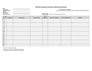 Monthly Exceptional Allocation Reporting Worksheet - California, Page 2