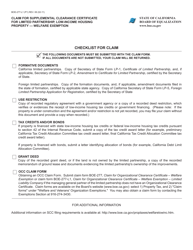 Form BOE-277-L1 Claim for Supplemental Clearance Certificate for Limited Partnership, Low-Income Housing Property - Welfare Exemption - California