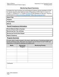 DTSC Form 1646 &quot;Monitoring Report Summary Form&quot; - California