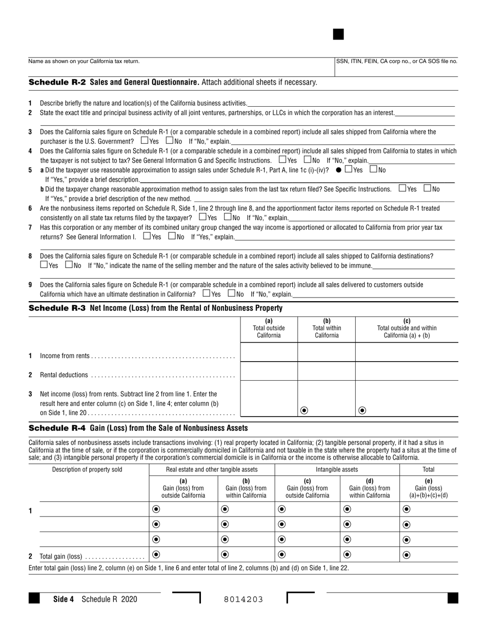 Schedule R Apportionment and Allocation of Income - California, Page 4