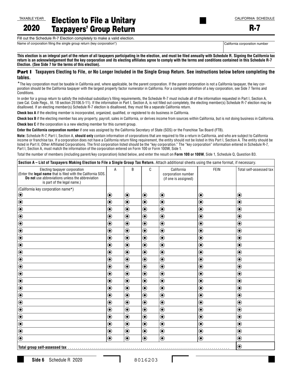 Schedule R Apportionment and Allocation of Income - California, Page 6