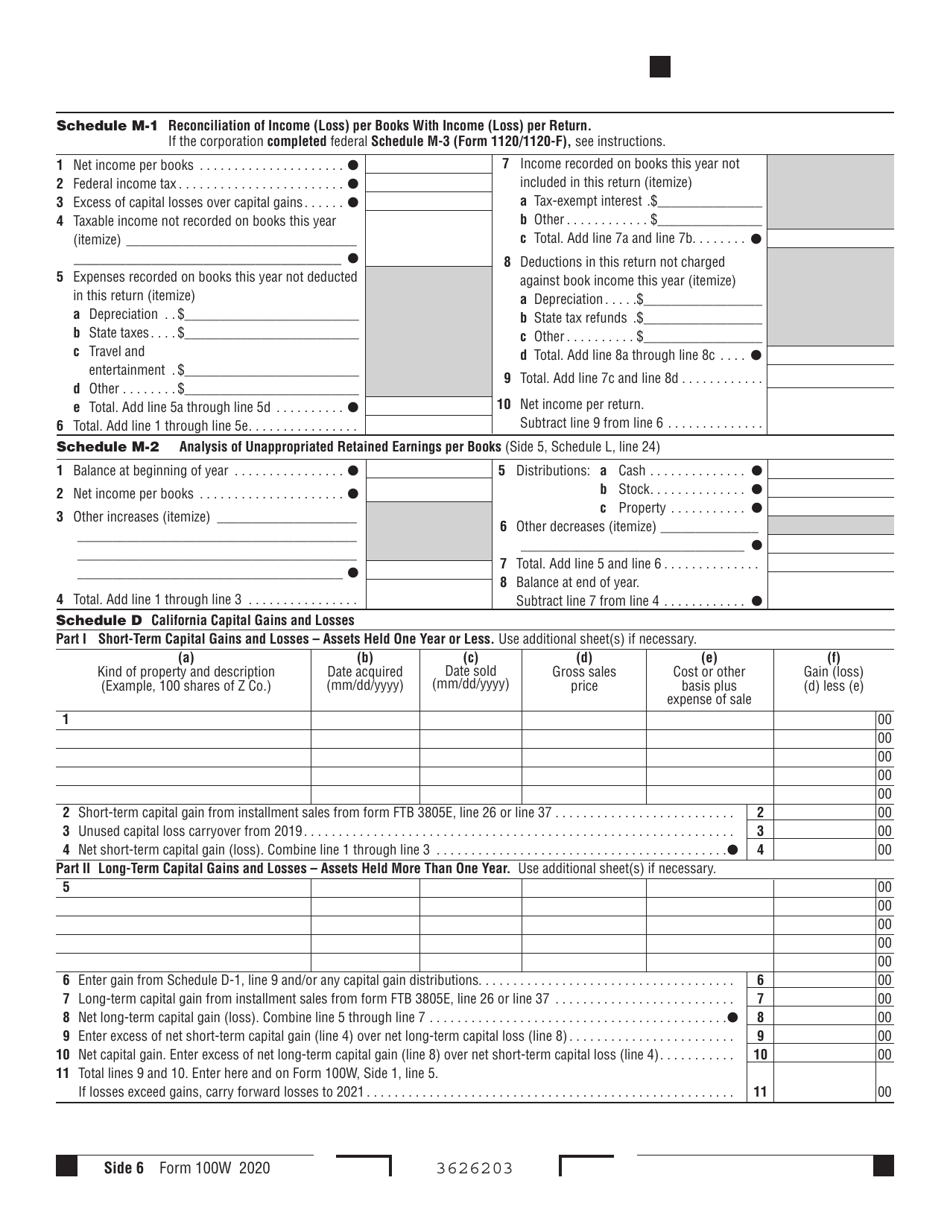 Form 100W California Corporation Franchise or Income Tax Return - Waters-Edge Filers - California, Page 6
