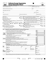 Form 199 &quot;California Exempt Organization Annual Information Return&quot; - California, 2020