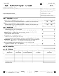 Form FTB3531 &quot;California Competes Tax Credit&quot; - California, 2020