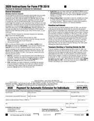 Form FTB3519 Payment for Automatic Extension for Individuals - California