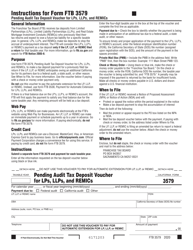 Document preview: Form FTB3579 Pending Audit Tax Deposit Voucher for Lps, Llps, and Remics - California