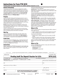 Document preview: Form FTB3578 Pending Audit Tax Deposit Voucher for Limited Liability Companies (Llcs) - California
