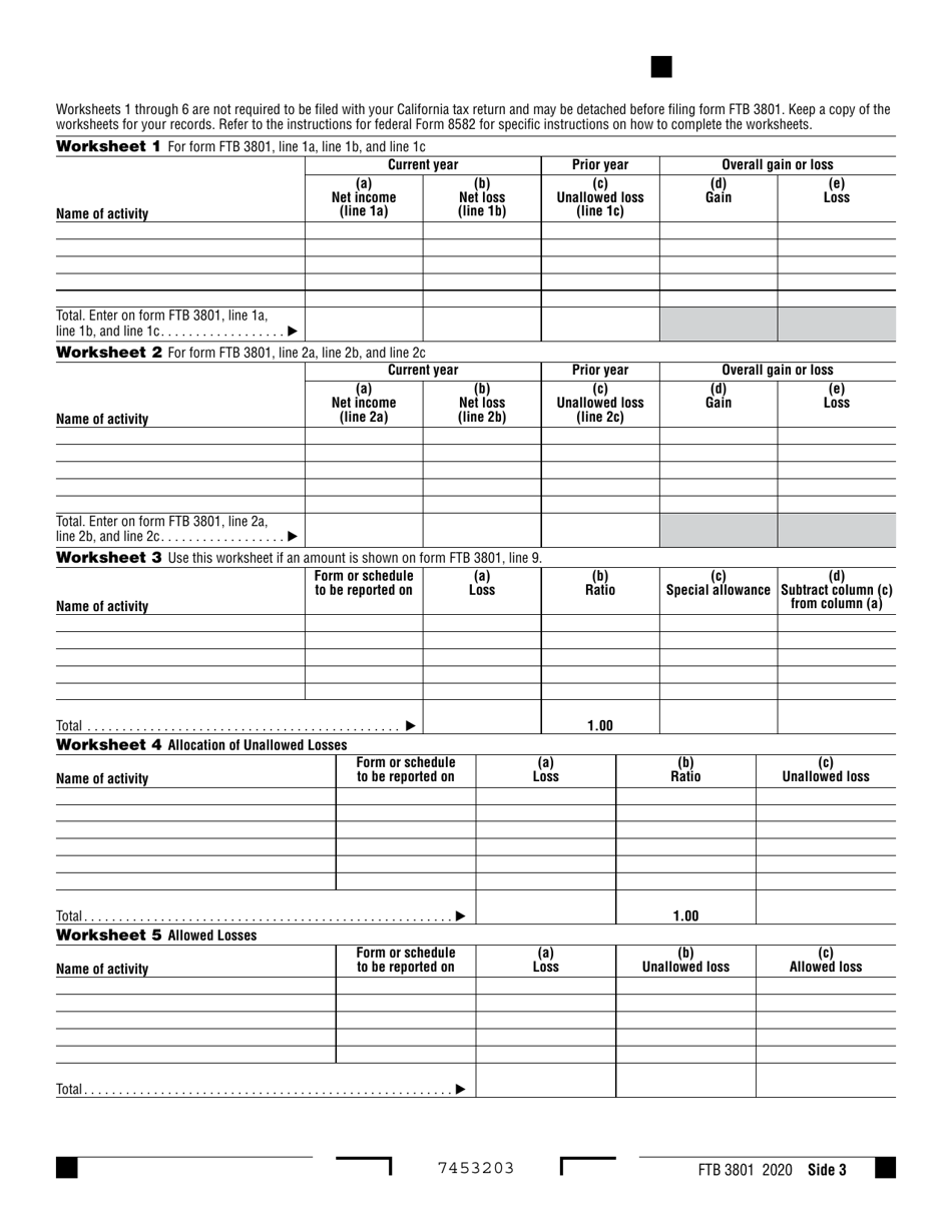 Form FTB3801 Passive Activity Loss Limitations - California, Page 3