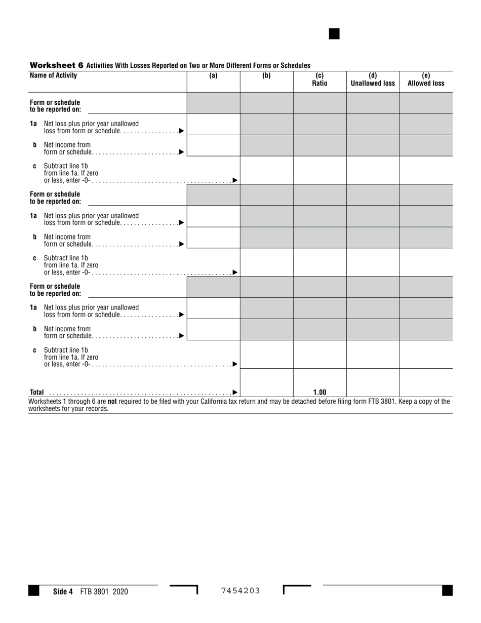 Form FTB3801 Passive Activity Loss Limitations - California, Page 4