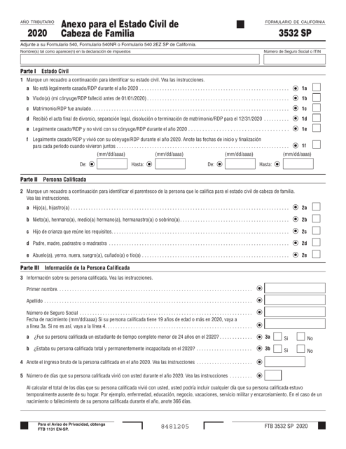 Formulario FTB3532 SP 2020 Printable Pdf