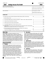 Form FTB3592 College Access Tax Credit - California