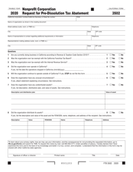 Document preview: Form FTB3502 Nonprofit Corporation Request for Pre-dissolution Tax Abatement - California, 2020