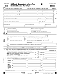 Form 540NR California Nonresident or Part-Year Resident Income Tax Return - California