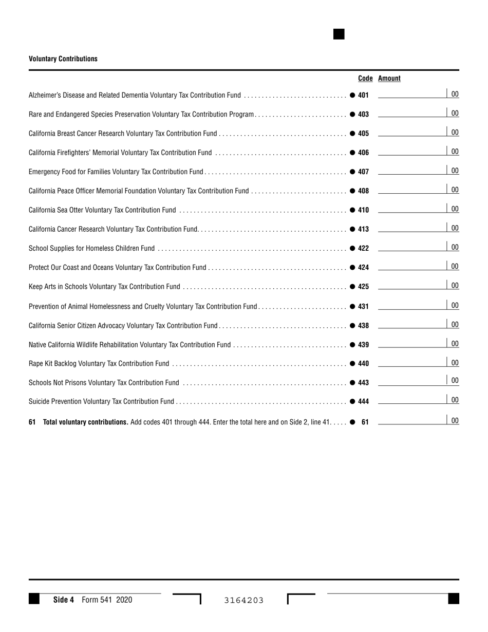 Form 541 California Fiduciary Income Tax Return - California, Page 4