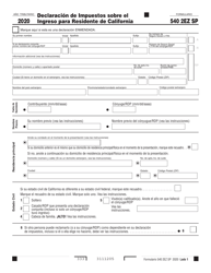 Document preview: Formulario 540 2EZ SP Declaracion De Impuestos Sobre El Ingreso Para Residente De California - California (Spanish)
