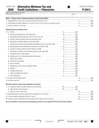 Form 541 Schedule P Alternative Minimum Tax and Credit Limitations - Fiduciaries - California