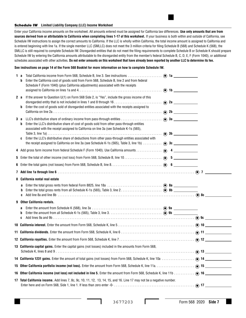 Form 568 Limited Liability Company Return of Income - California, Page 7
