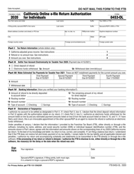 Document preview: Form FTB8453-OL California Online E-File Return Authorization for Individuals - California