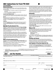 Form FTB3522 &quot;LLC Tax Voucher&quot; - California, 2021