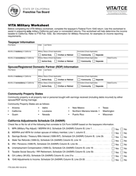 Document preview: Form FTB2335 Vita Military Worksheet - California