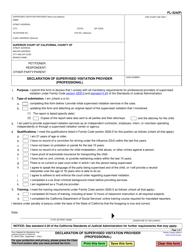 Document preview: Form FL-324(P) Declaration of Supervised Visitation Provider (Professional) - California