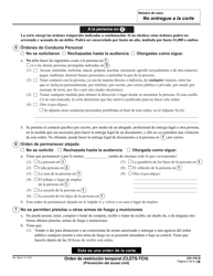 Formulario CH-110 Orden De Restriccion Temporal - California (Spanish), Page 2