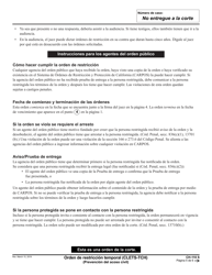 Formulario CH-110 Orden De Restriccion Temporal - California (Spanish), Page 5